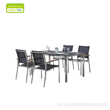 Mesa de comedor de acero inoxidable HPL de moda europea